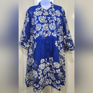 dizzy lizzie Fire Island drop waist polka dot floral dress women's size L